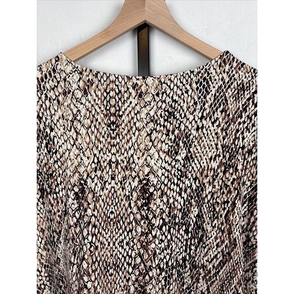 Susan Graver Liquid Knit Button Front Top Women’s 3X Brown Snake Print Stretch - Picture 7 of 10